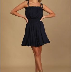 Lovely Looks Navy Blue Tie-Strap Mini Dress